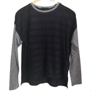 JEANASIS Navy & Grey Color Block Knitted Crewneck Sweater Size Large